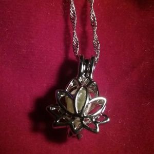 Lotus pearl cage necklace